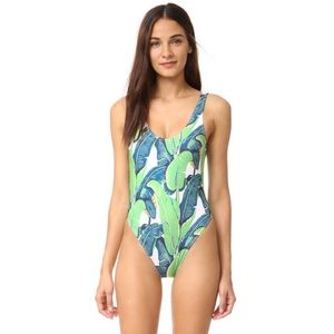 CHLDR One Piece Tropical Palm Leaf Swimsuit M/L